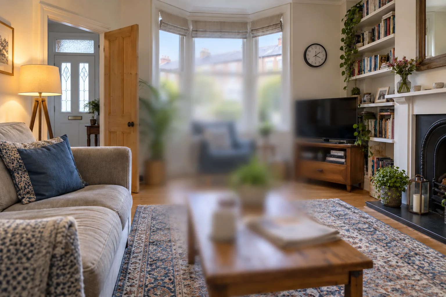 Generated room illustration with a soft central blur and clearer room edges